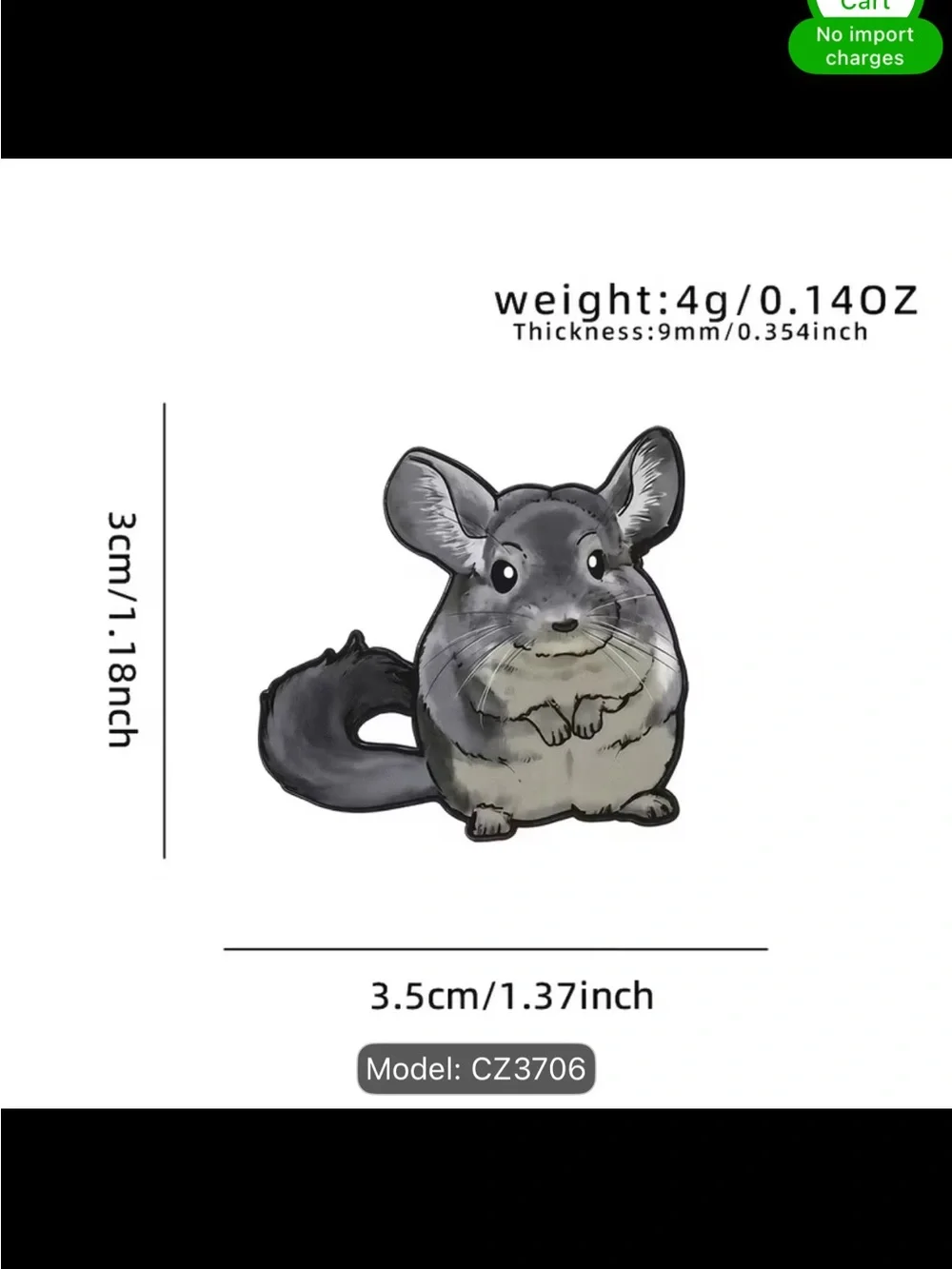 Cute Gray Chinchilla Pin - Small Pets Accessory